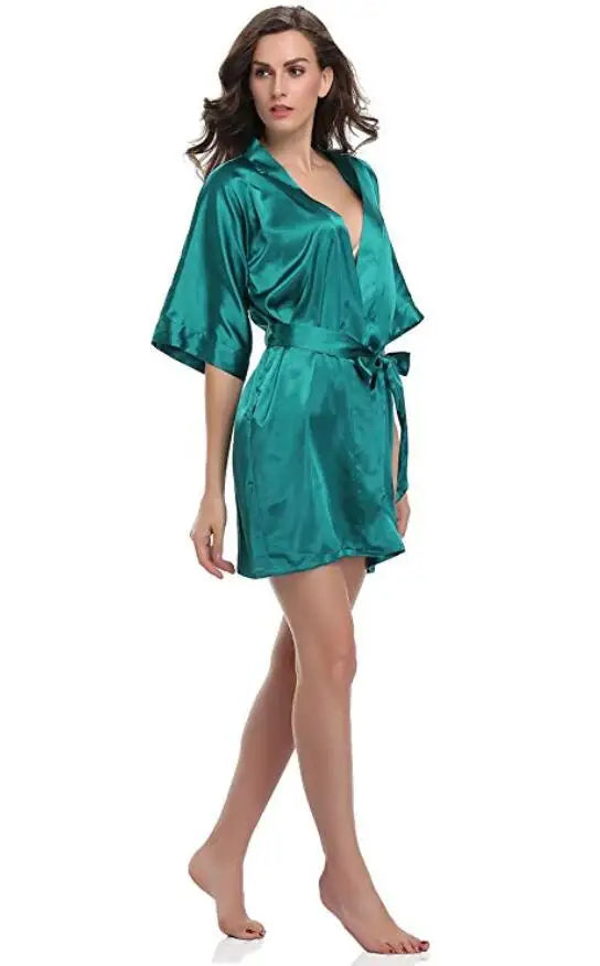 Plain Satin Robes teal S