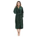 lapel bathrobe women robe Dark green L