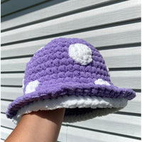 Cute Handmade Knitted Plush Mob Cap For Kids Purple