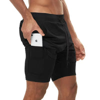 Men Running Shorts 2 In 1 Black XXXL