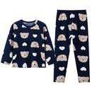 2-piece children's cute bear long-sleeved set Navy Blue 150