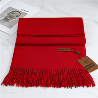 Women's Fashion Scarf Imitation Cashmere FYR330 2 Purplish Red 190x68cm With Tassels