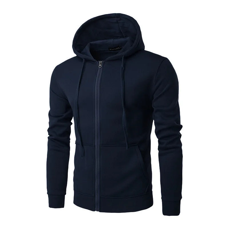 Long Sleeve Jacket Hoodie - Zipper Closure