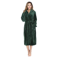 lapel bathrobe women robe Dark green XL