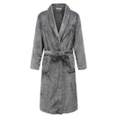 Flannel Robe Kimono Bathrobe Gown Gray 3 XXL