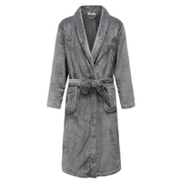 Flannel Robe Kimono Bathrobe Gown Gray 3 XXL