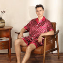 Printed Short-sleeved Shorts Pajamas Dark Red