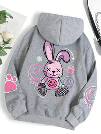 Casual Printed Female Hoodies Gray XL