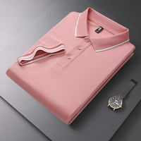 Men's Polo Shirt Lapel T-shirt Summer Short Sleeve Pink