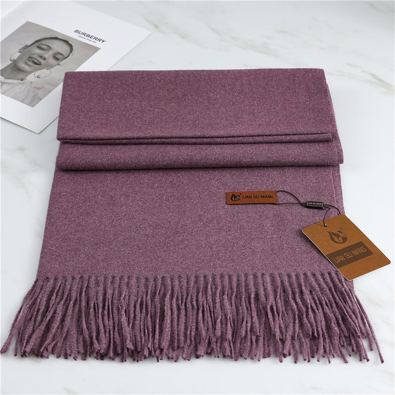 Women's Fashion Scarf Imitation Cashmere FYR330 6 Sauce Purple 190x68cm With Tassels