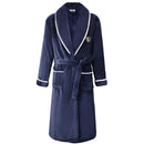 Flannel Robe Kimono Bathrobe Gown Navy Blue 1 XL