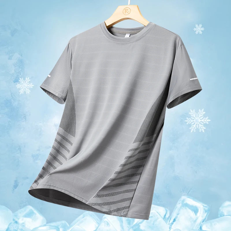 T-shirt Silk Thin for Men Gray XXL(70 kg-77 kg)