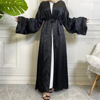 Luxury Printed Satin Cardigan Robe Black