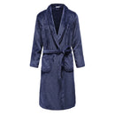 Flannel Robe Kimono Bathrobe Gown Navy Blue 10 M