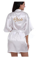 Silk Bridal Party Dressing Gown With Bride and Bridesmaid Print On The Back White Brid