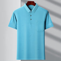 Men's Youth Polo Collar Stripes Real Pocket T-shirt Polo Shirt 1720 Green