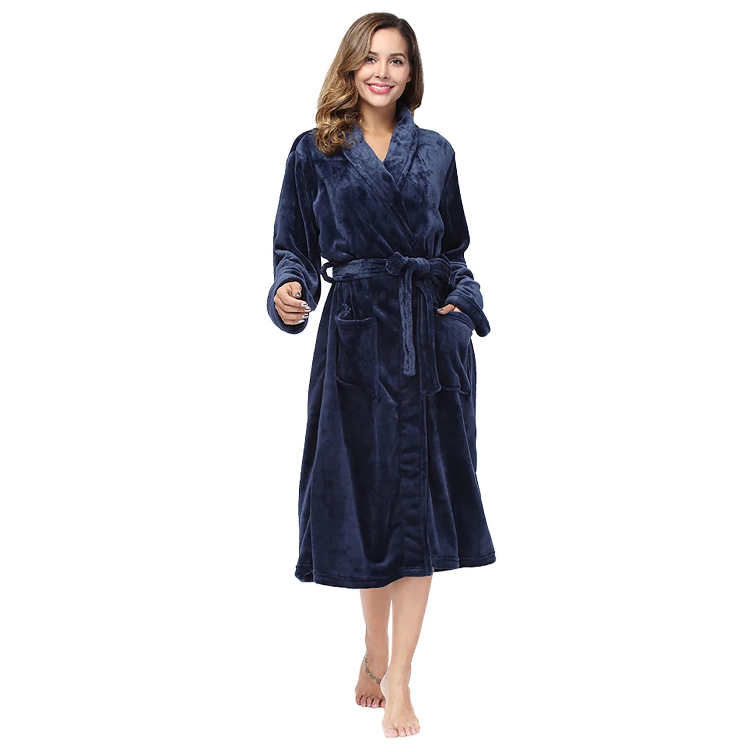 lapel bathrobe women robe