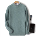 Winter Rhombus 100% Wool Sweater Men Wollastonite Green