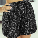 Sequined High Waist Straight Shorts Women