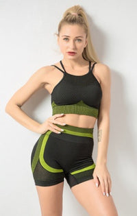 2 PCS/Set Yoga Sets Women Gym Clothes Green Set