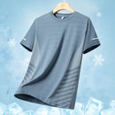 T-shirt Silk Thin for Men Blue 4XL(85 kg-92 kg)