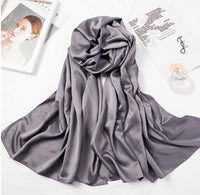 Monochrome matte satin headscarf Grey 180x70cm