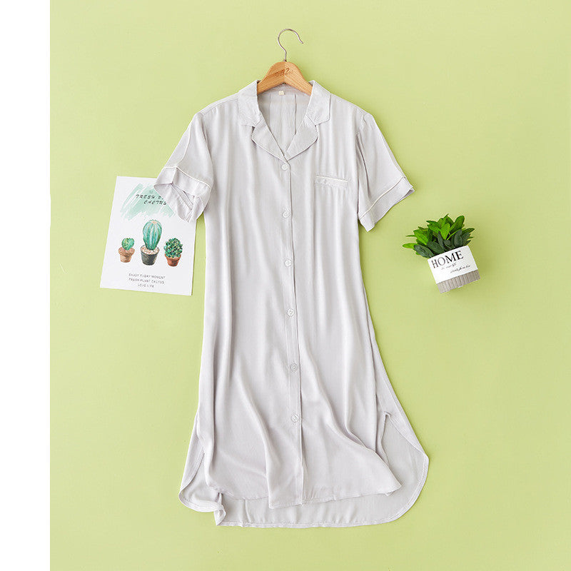 Pocket multi-color satin nightdress Grey