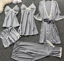 Bridal Dressing Gown Plus Size Home Wear Night Gown Bathrobe Grey