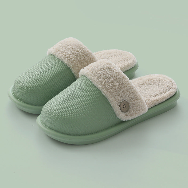 Home non-slip thick warm and comfortable EVA waterproof cotton slippers Green