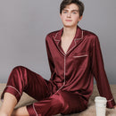 New Spring And Autumn Silk Pajamas For Women Burgundymen