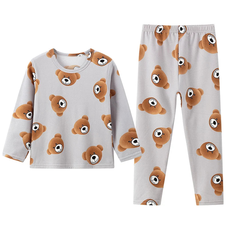 2-piece children's cute bear long-sleeved set Beige 130