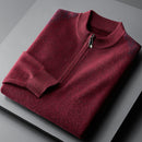 Men's Half High Zipper Cashmere Sweater Red