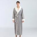 Plus Size Long Bathrobe Coral Fleece Full Length Pajamas Light Grey