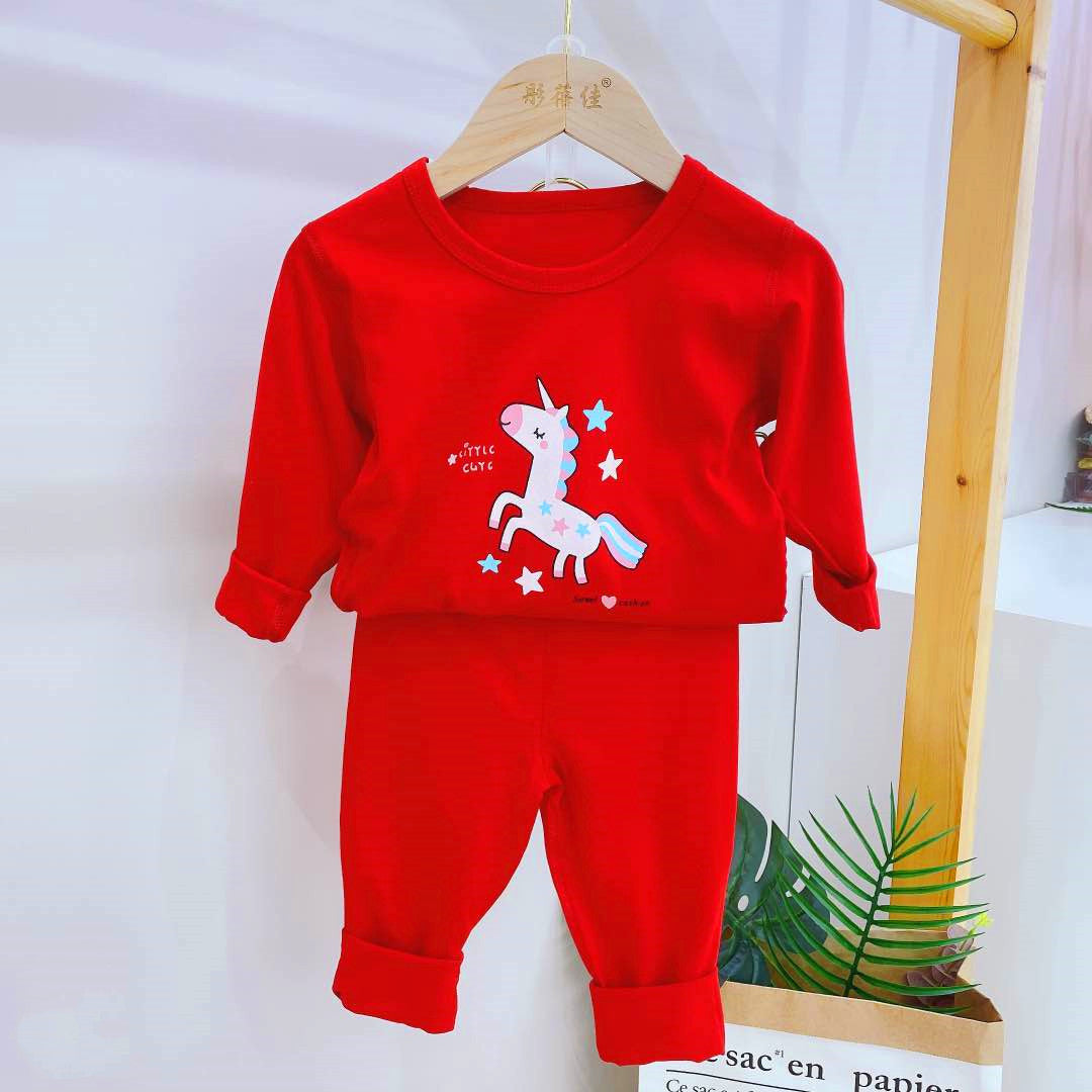 Home Service Suit Chinese Red Autumn Clothing Suit 3Red