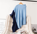 Pure cashmere knitted shawl Blue