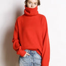 High collar Wool + cashmere sweater Red