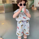 Summer Printed Children Cartoon Summer Short Sleeve T-shirt Shorts