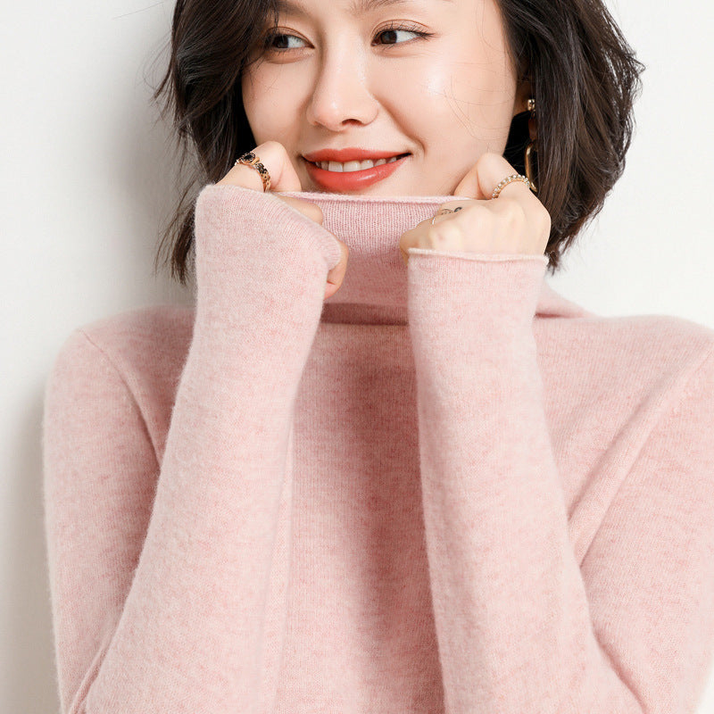 Turtleneck Cashmere Sweater Pure Cashmere Cherry blossom powder