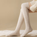 Thick Winter Fleece-lined Long Room Socks Over The Knee Beige Free Size No Lint