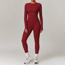 Tight-fitting Brushed Yoga Suit Cherry Red