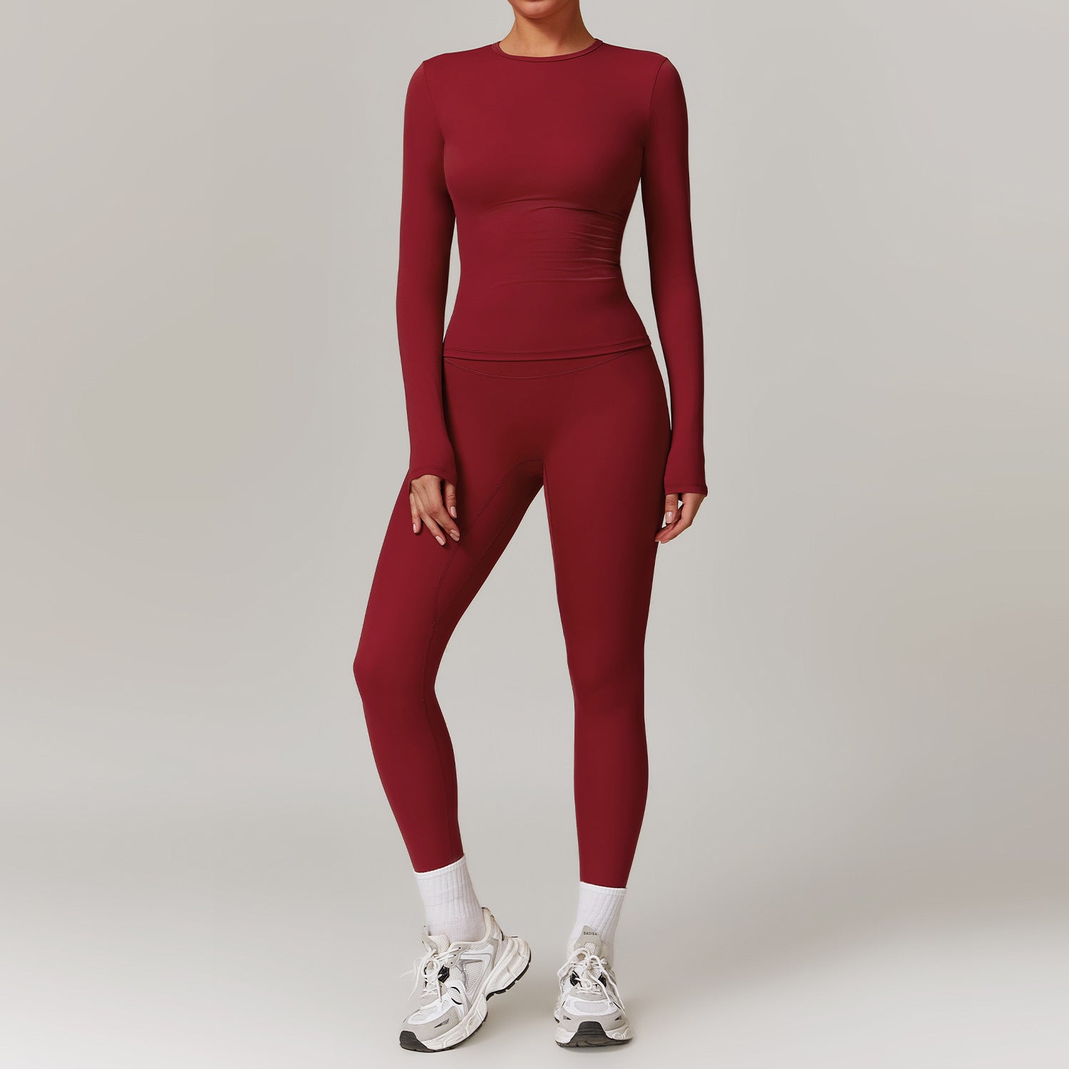 Tight-fitting Brushed Yoga Suit Cherry Red