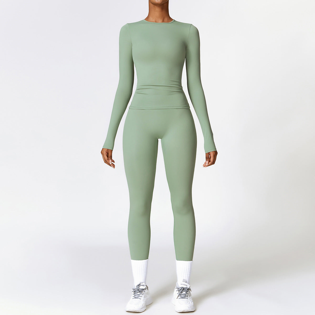 Tight-fitting Brushed Yoga Suit Green