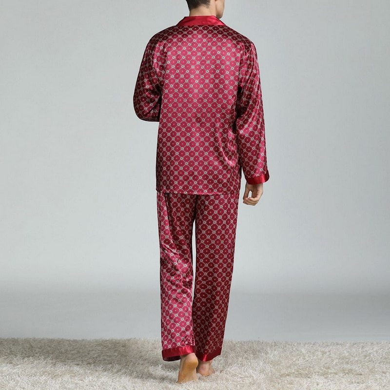 Men's Printed Silk Pajamas for Spring