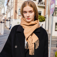 Pure Color Water Ripple Cashmere Warm Scarf