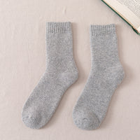 Warm Wool Socks Men Thickened Fleece Lined Gray Free Size