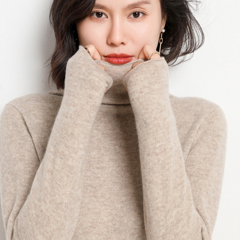 Turtleneck Cashmere Sweater Pure Cashmere Elegant camel