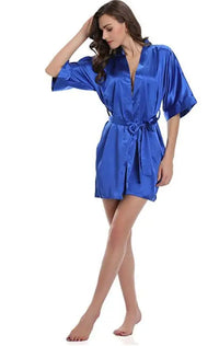 Plain Satin Robes royal blue XXL