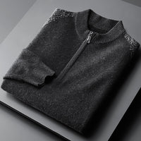 Men's Half High Zipper Cashmere Sweater Grey