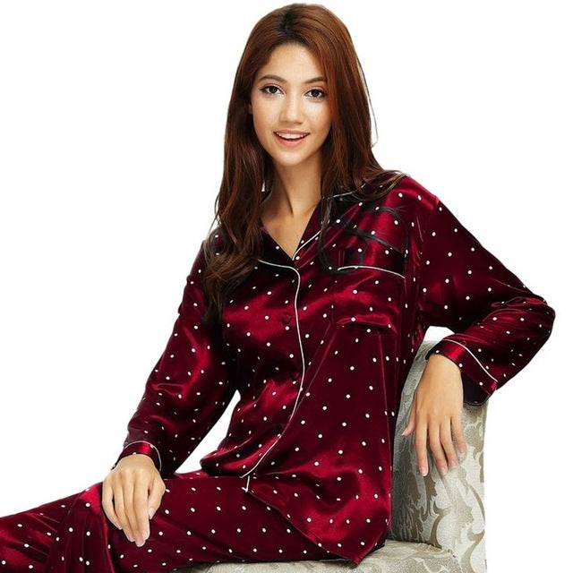 Silk + satin pajamas Red