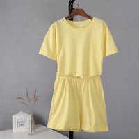 Cotton Sets Women Casual Two Pieces Short Yellow